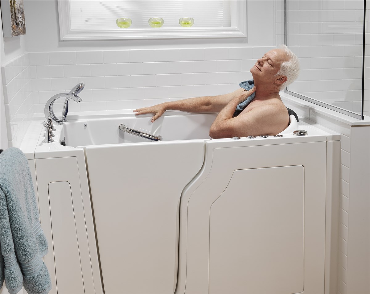 Senior Bathing in Walk In Tub