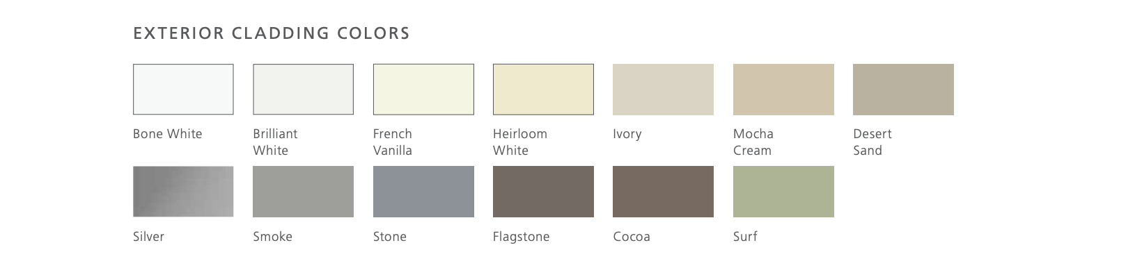 Jeld-Wen Custom Wood Exterior Cladding Color Options